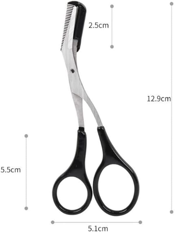 2 ST Øyenbrynstrimmersaks med kam Øyenvippeformende Kutter Shaper Beauty Tool (svart)