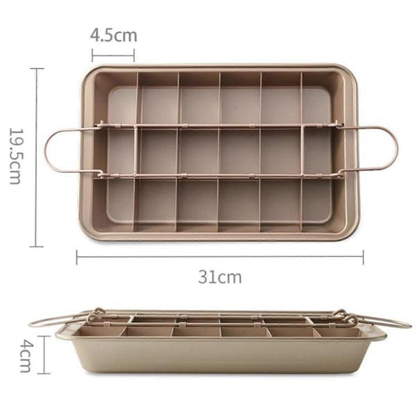 Brownieform med avtakbare skillevegger Rektangulær Matkvalitets Rustfritt Stål Sjokoladekake Muffins Non-stick Bakebrett Kutter Bakeutstyr Kjøkkenutstyr