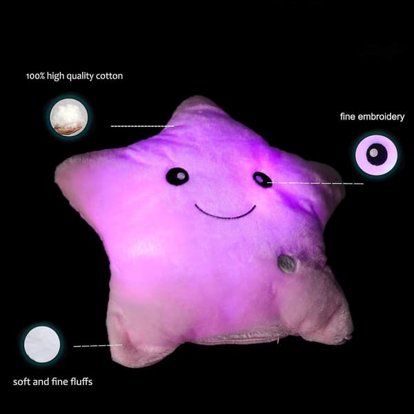 Twinkle Star Glödande Led Lightplush Toy Slängkuddar Kuddar Fyllda leksaker Presenter till barn Jul（rosa）