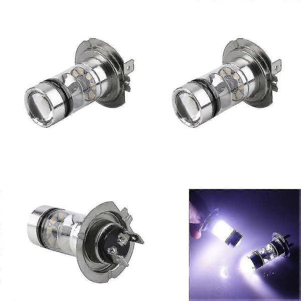 2 stk H7 6000k 100w LED 20-smd Projektor Tåkelys Kjørelys DRL Lyspærer HID