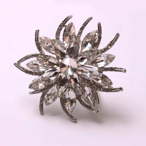 Sølv Rhinestone Serviettringer - Sett med 6 krystallblomst serviettringer
