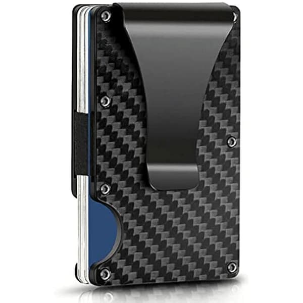 #1PC RFID karbonfiber kredittkortboks, svart#