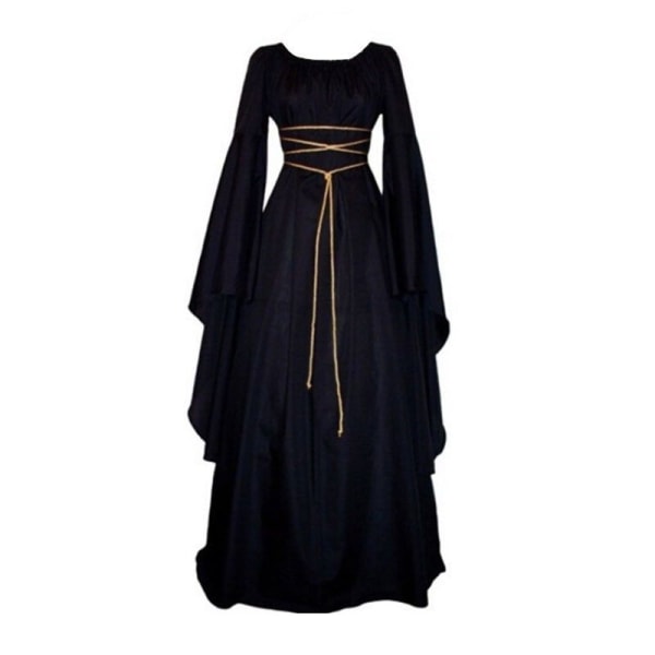 Damkostymer Vintage Witch ong Dress Halloween Party Cosplay Black L