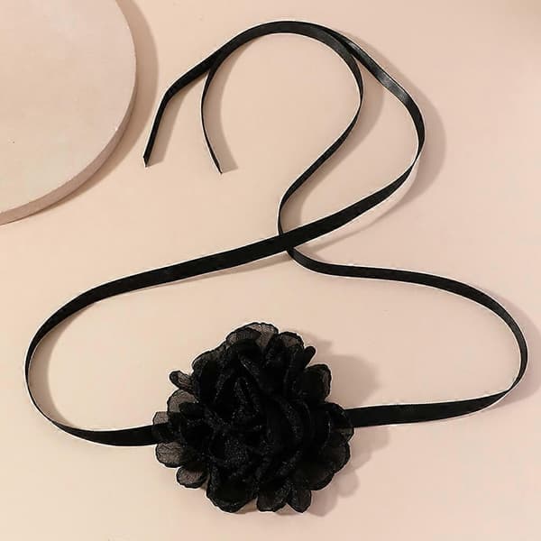 Överdriven Svart Blomhalsband Mode Krage Halsband Vintage Halskedja