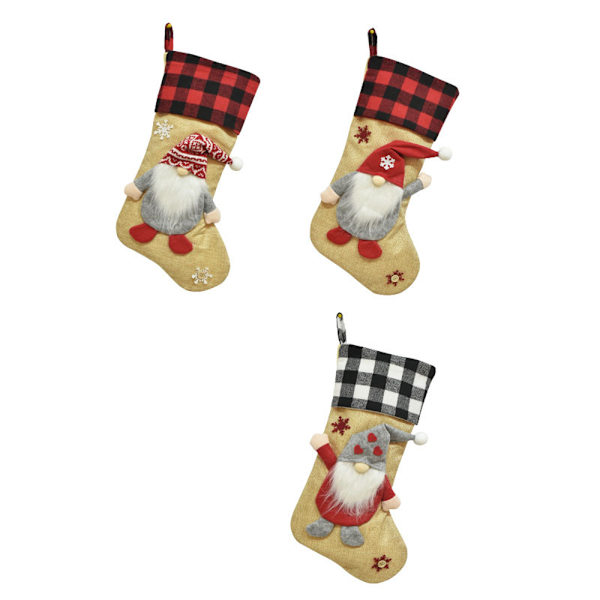 Julstrumpor 3-pack Stora julstrumpor Dekoration A+B+C