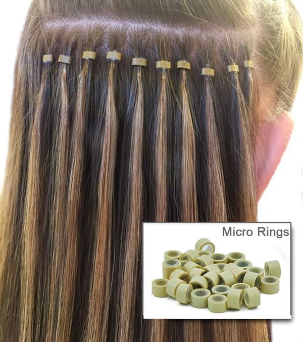 2500 kpl Hiuspidennys Micro Rings Links Beads, 5mm Silikoni