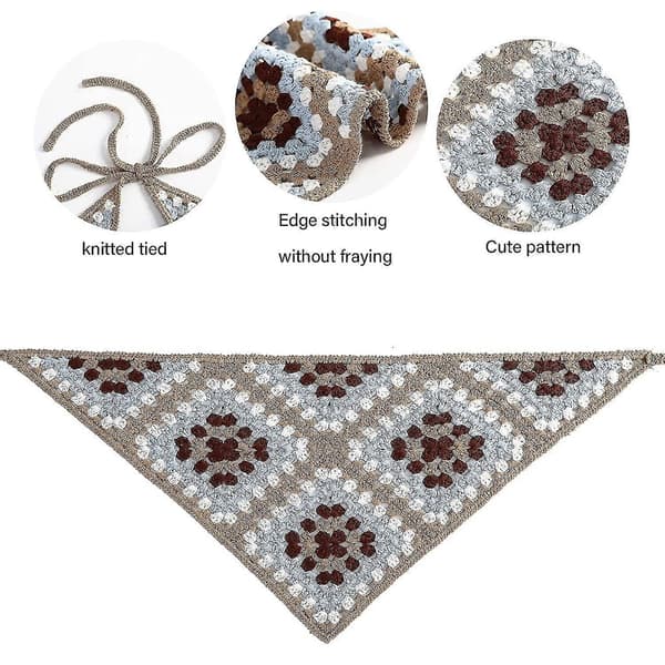 Heklet Bandana Heklet Blomsterhodebånd Damehodebånd (Khaki + Brun) (santanxing)