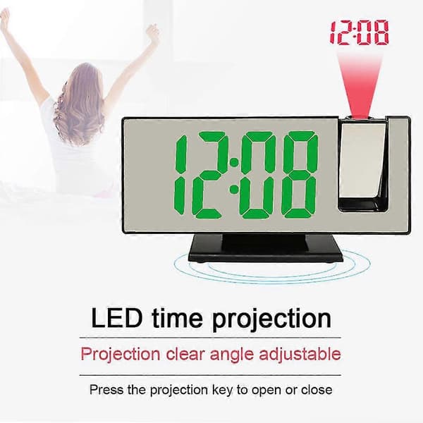 Led Projektionsur Multifunktionelt Digitalt Vækkeur Med Usb