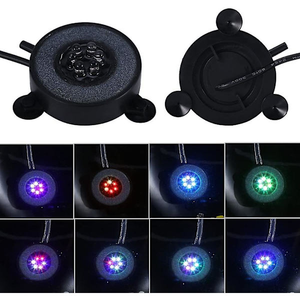 Senkbar boblelampe for akvarium, 6 LED-lamper, dekorasjon Fargerikt lys med luftboble (1,2w)