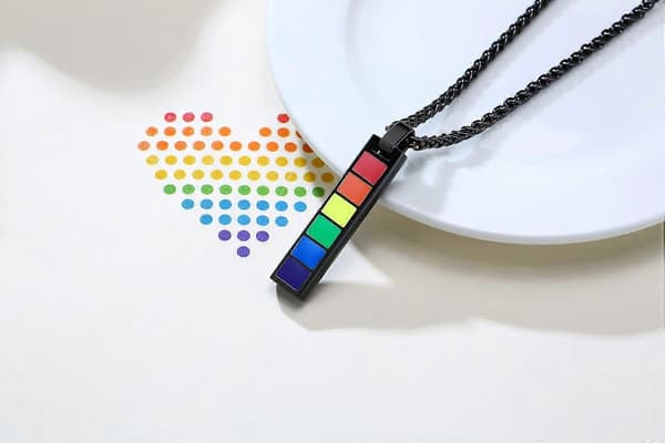 Damehalskjeder, Pride Regnbuehalskjeder, Regnbue Rektangelanheng
