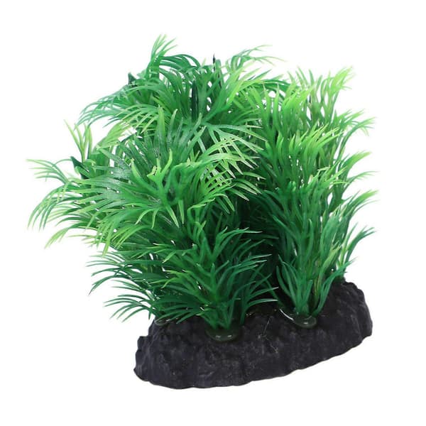 2x Akvarium Konstgjord Plast Gräs Vattenväxt Akvarieväxt Grön 8cm