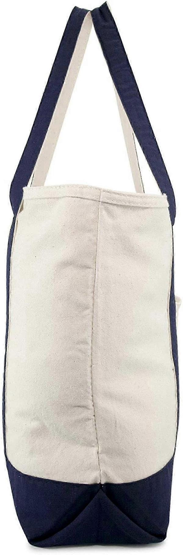Miljøvennlig Canvas Bag 22\" Kraftig Bomulls Canvas Tote (Glidelås) - Marineblå