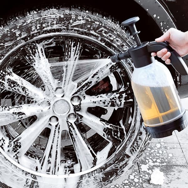 Handpumpskum med 2 munstycken Handbiltvättsprayflaska Transparent