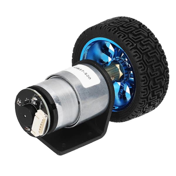 Encoder Motor Set CW CCW Axel DC Växelmotorer med Fäste Hjul för Balansbil DC12V60RPM