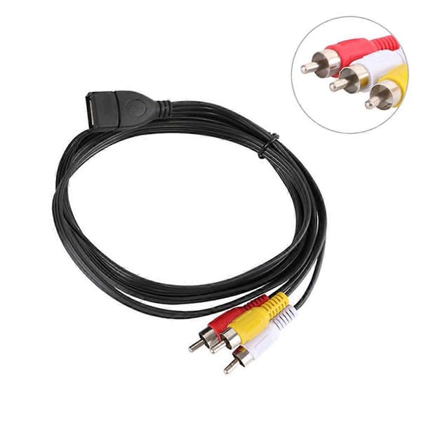 DOONJIEY USB 2.0 A hun til 3 RCA hann lyd video AV-adapterkabel for PC TV