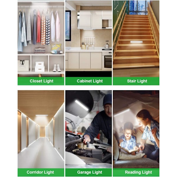 Underskåpsbelysning 80 LED-garderobsljus, rörelsesensorlampor 3 Packs