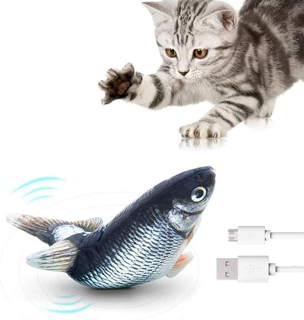 Jouets Poisson for Katter, 30cm Elektronisk Automatisk Leker