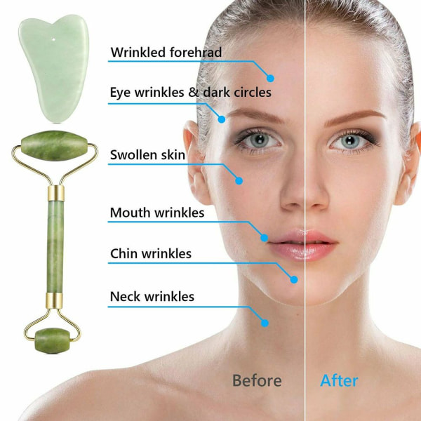 Jade Roller Massager slankende massageværktøj Gua Sha Board
