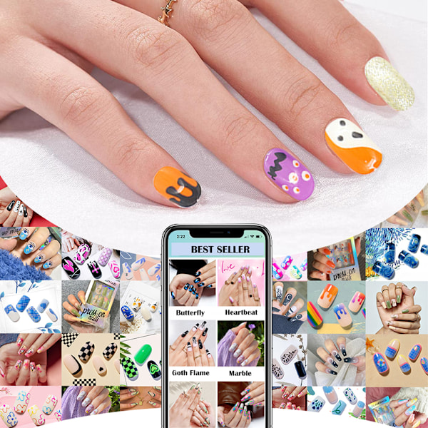 Falska naglar Långa falska naglar på naglar Resin Stick On Nails 12 Style 6