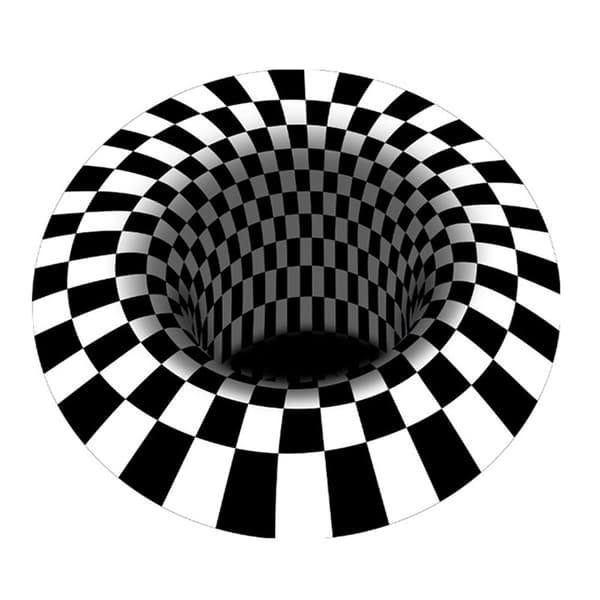 3D-printet Plaid Illusion Vortex Tæppe Gulvmåtte til stueindretning 160cm