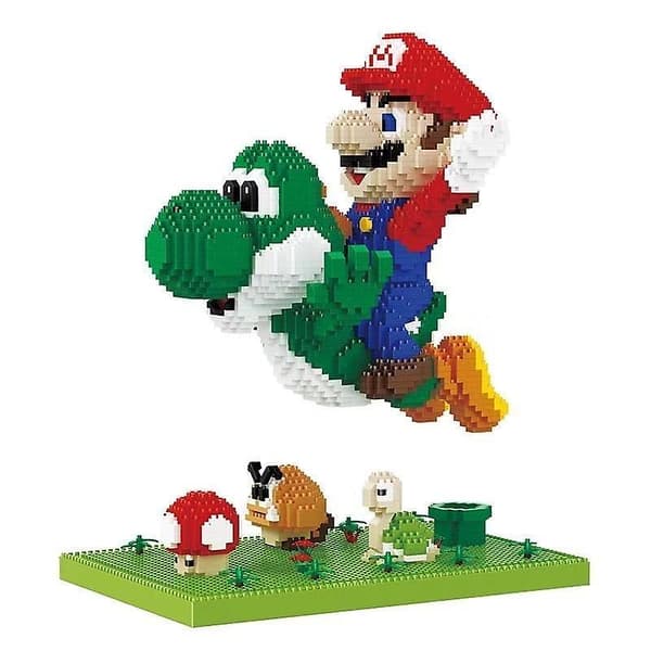 Flying Super Bros Mario Block Micro Building Block Tecknad Anime Figurer Docka Samlarmodell Leksaker för barn