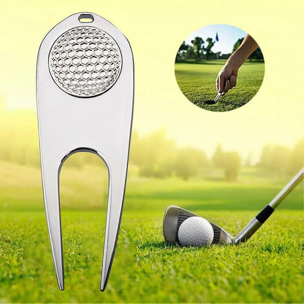 Multifunktionelt Golf Divot Værktøj Golfkølle Rensebørste Rustfrit Kompakt Størrelse Bærbart Zinklegering Golf Divot Værktøj