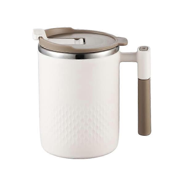 Tekop med infuser Isoleret krus med håndtag Termokaffekrus med filter og låg 450ml, 304 rustfrit stål, PP plast termokop (Beige,1