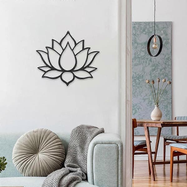 Väggdekor i metall Blomma Lotus Väggkonst Skyltdekorationer för vardagsrum Hotell