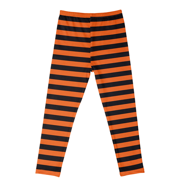 Randiga byxor för barn Halloween långbyxa Orange Black Stripe 110cm