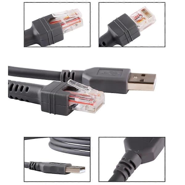 1,8 m højhastigheds USB 2.0 A han til RJ45-kabel til Symbol stregkodescanner LS2208