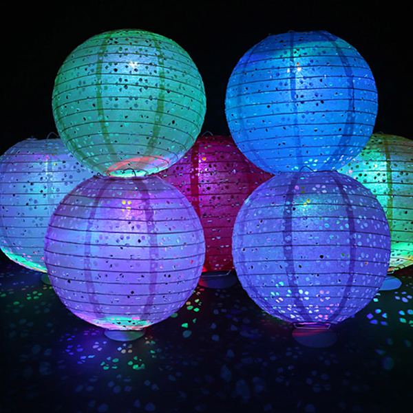 Ihålig lykta Vattentät lykta vårfestival Lykta Bärbar LED-lysande runda melonlyktor för festivaler Orange - 30CM