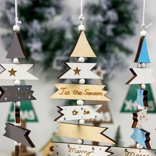 1PC Merry Christmas Xmas Tree Trä Drop Ornaments BLÅ