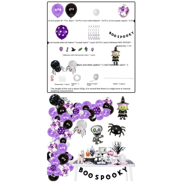 Halloween Ballong Chain Party Dekoration 72st Lila Polka Dot Wizard Latex Set set 2