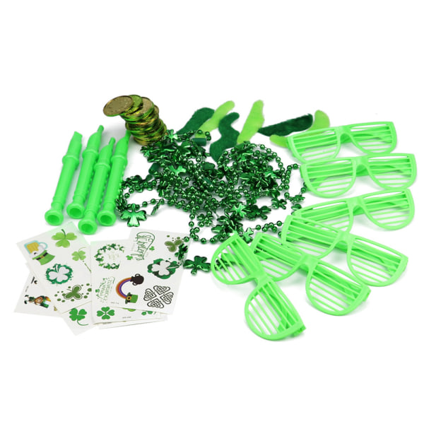 50 delar St.Patrick's Day Party Favor Set inkluderar glasögon skägg