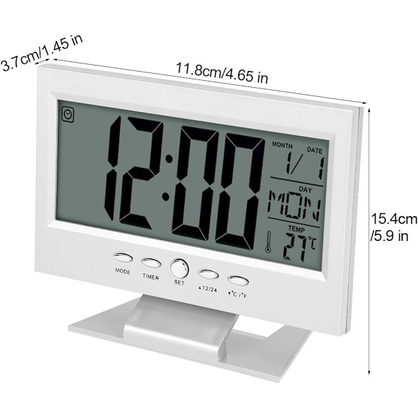 Digital klokke Kalender Multifunksjon LCD Digitalt skrivebordsalarm