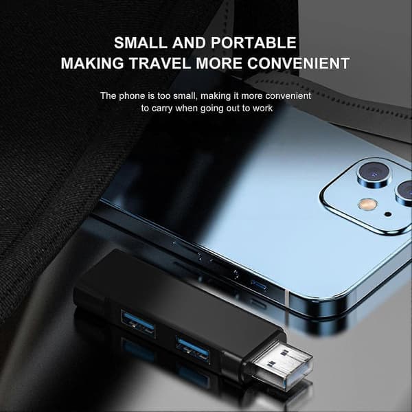 USB3.0 Hub Plug And Play Høyhastighets Dataoverføring Multifunksjonell Dokkingstasjon 3-ports USB Multi Splitter Adapter Tilbehør til Bærbar PC