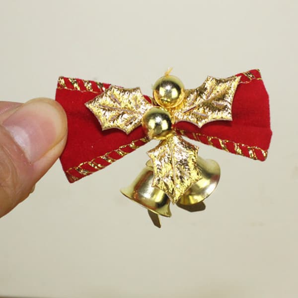 16-pack julbåge med klockor Xmas Mini Bowknot Craft Present plaid golden leaves