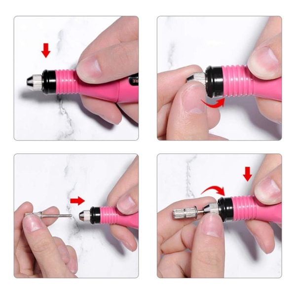 Elektrisk nagelfil med 6 bitsar Svart