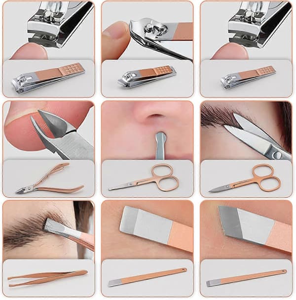 Manicure Pedicure Sæt 18 dele, Manicure Sæt Kvinder Mænd, Pedicure Sæt til Fødder, Negleklipper i Rustfrit Stål, Professionelt Negle Manicure Sæt