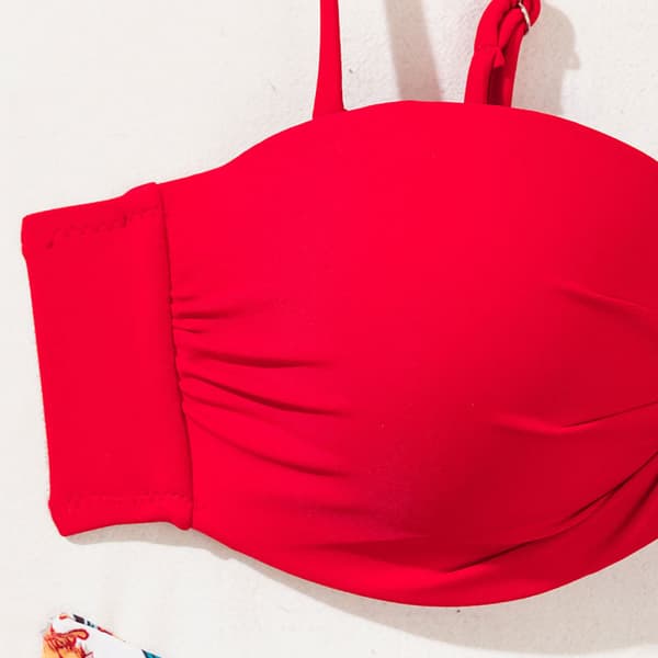 Kvinnors print Knot Bikini Set Tvådelad Baddräkt，XS