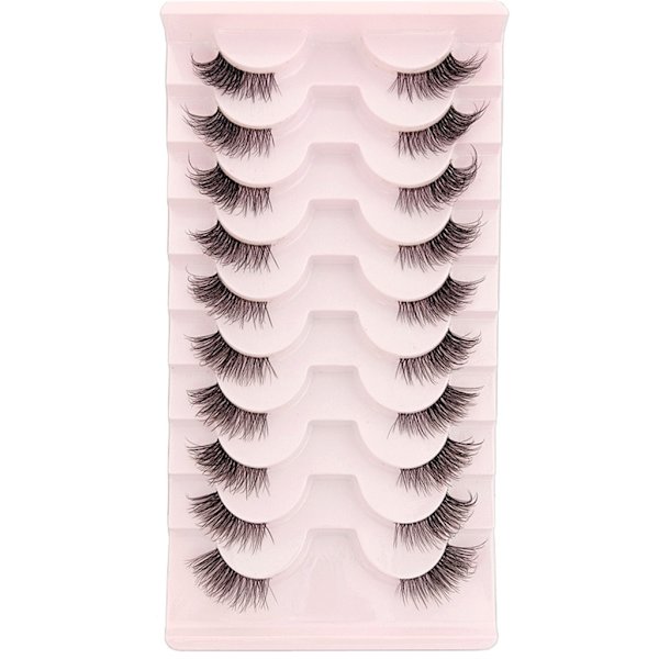 Halvfransar Naturligt utseende Wispy Cat-Eye Fransar 3D lösögonfransar Fluffiga-Mjuka 10 Par syntetiska fibrer falska fransar set 2