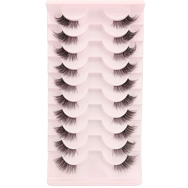 Halvfransar Naturligt utseende Wispy Cat-Eye Fransar 3D lösögonfransar Fluffiga-Mjuka 10 Par syntetiska fibrer falska fransar set 4