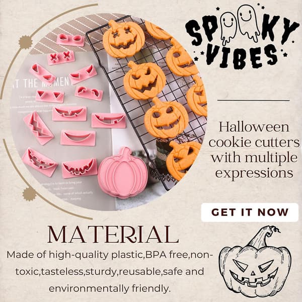 Halloween kakskärare - 13 st set med utbytbara uttryck