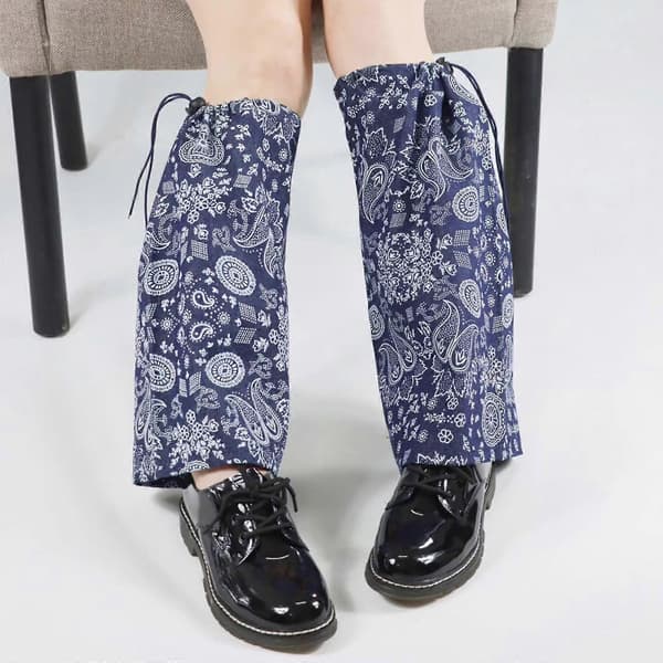 Dame Gotisk Snøring Denim Benvarmer Paisley Blomster Løse Fotdekselsokker