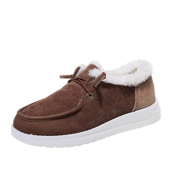Damer i enfärgade plattor Casual Skor Snörning Vinter Håll dig varm Brown 43