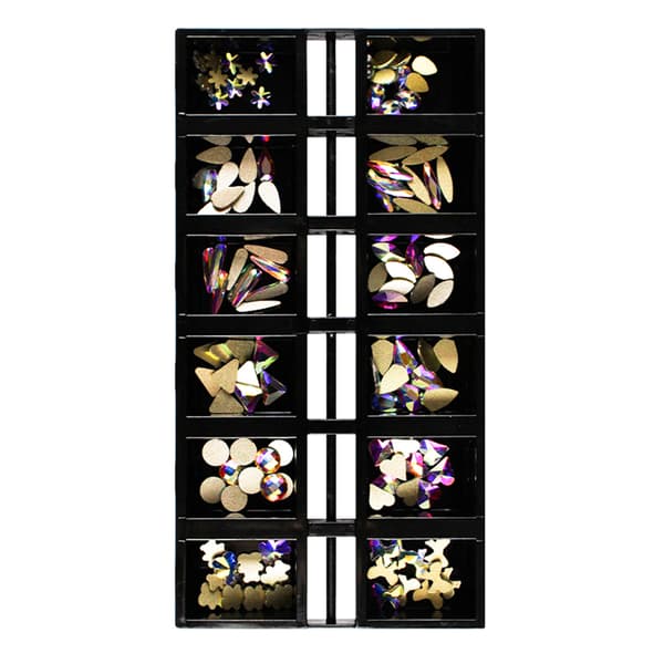 120 st 3D Nail Art Rhinestones Multi-Shape Glas Glänsande Flatback Stones Dekor C