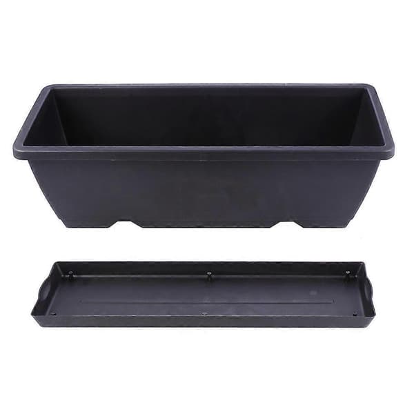 2 sett lange hageplantekasser i plast for blomster og planter