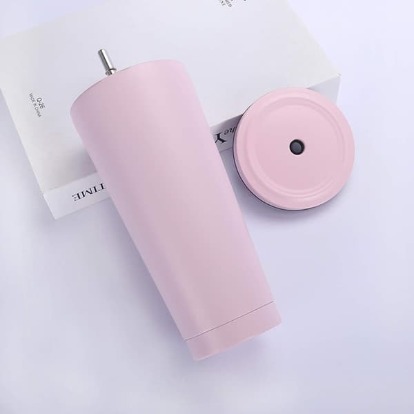 *500ml/17oz rejsekrus i rustfrit stål med sugerørs-låg, vakuumisoleret*