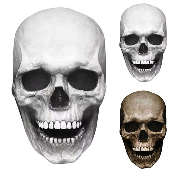 Halloween Voksen Latex Maske 3D Helhoved Skelet Maske Kranie light color
