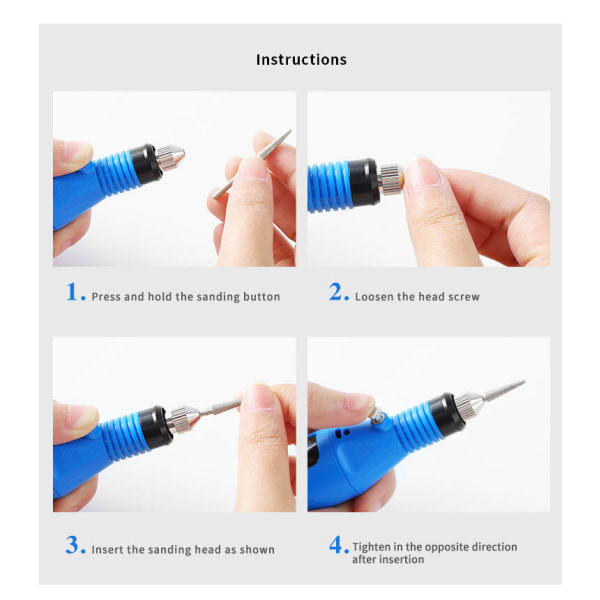 Mini elektrisk nagellacksmaskin elektrisk nagelfil blå Plug